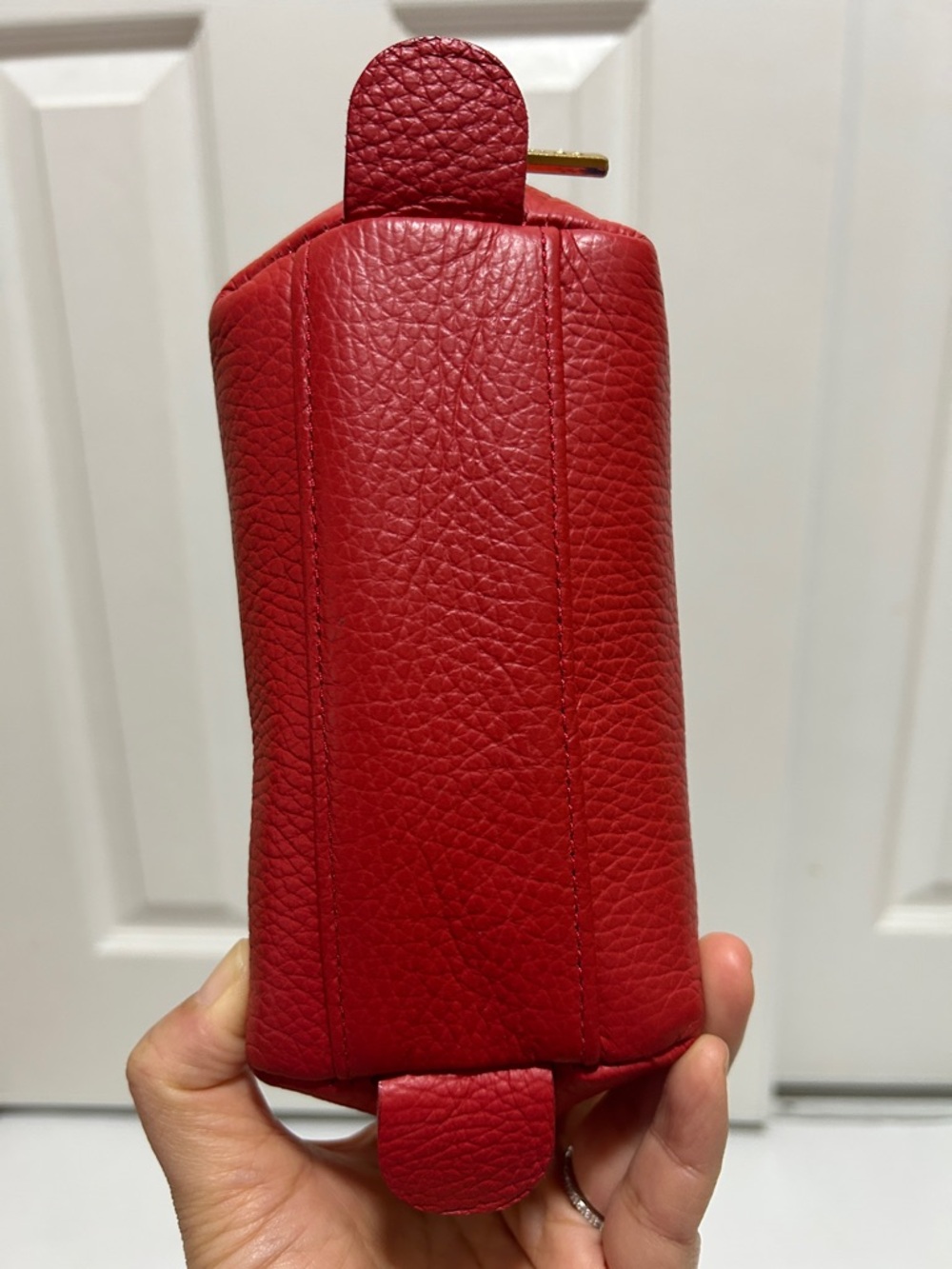 CUYANA Red Pebbled Leather Travel Make up Pouch - Picture 3 of 8